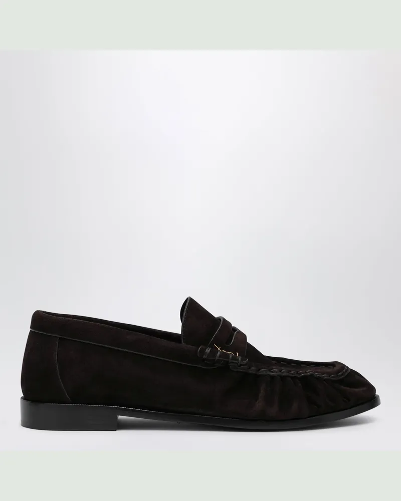 Saint Laurent Braune Le Loafer Mokassins aus Wildleder Brown