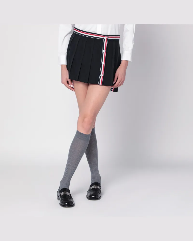 Thom Browne Schwarzer Minirock mit Rüschen aus Wollmischung Black