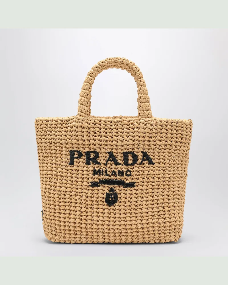 Prada Kleine Shopping-Tasche aus Crochet Beige