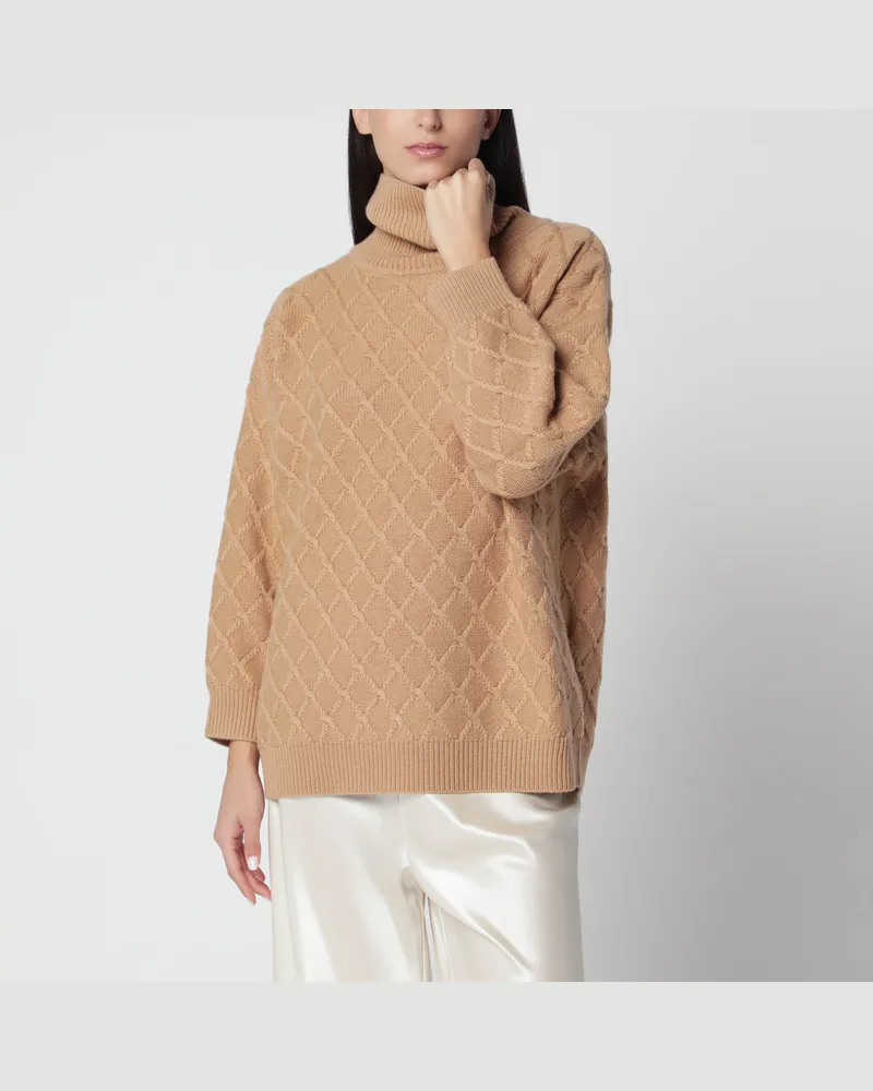 Max Mara Oversized Pullover aus Wolle und Kaschmir in Camel Brown