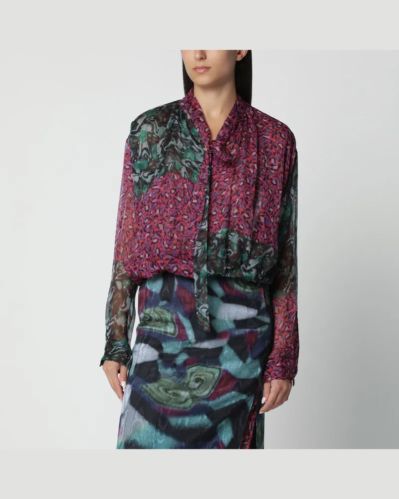 Dries van Noten Mehrfarbige Seidenbluse Multicolor