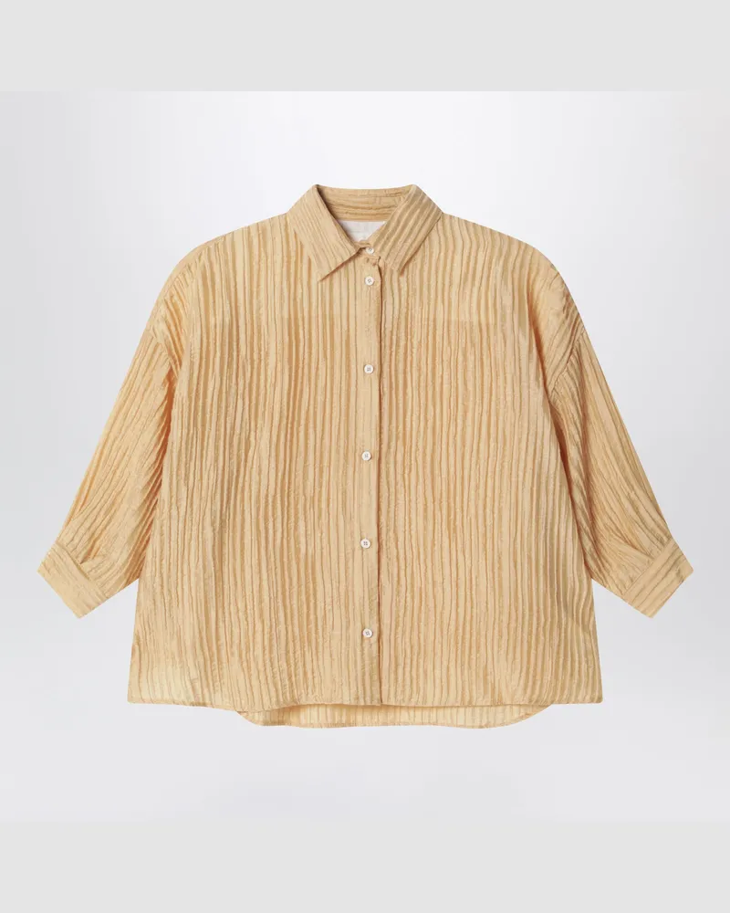 DOUUOD Ockergelbes Hemd mit Plissee Yellow