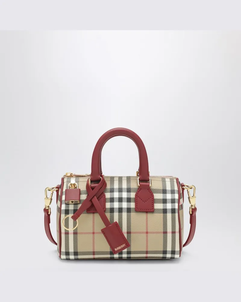 Burberry Mini Bowlingtasche Check Beige
