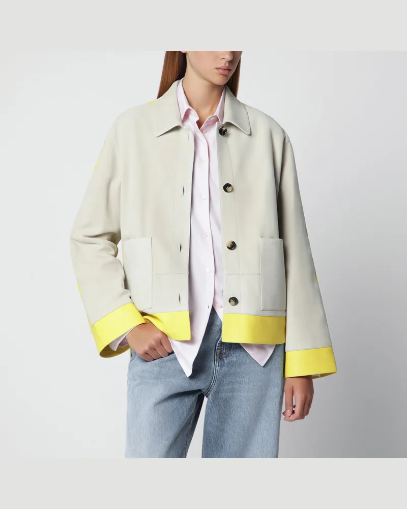 Loewe Hellgraue Velourslederjacke mit Kontrasteinsätzen Grey