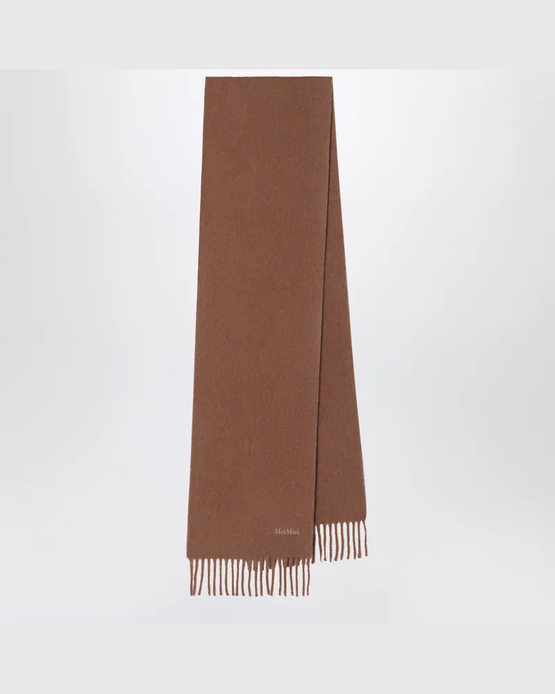 Max Mara Langer kamelfarbener Schal aus Wolle Brown