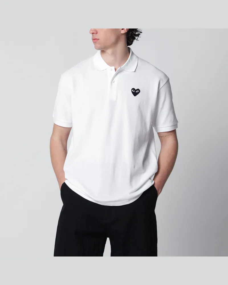 Comme des Garçons Weißes Black Heart Poloshirt aus Baumwolle White