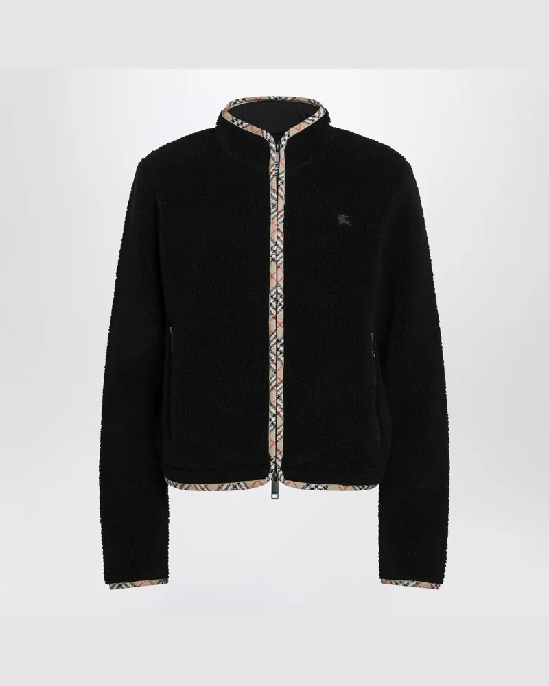 Burberry Schwarze Jacke mit Reißverschluss aus Teddy-Fleece Black