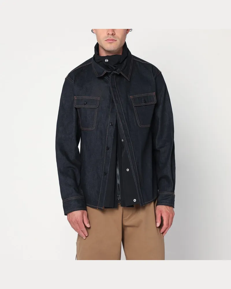 Sacai Hemd mit Taschen aus dunkelblauem Denim Blau