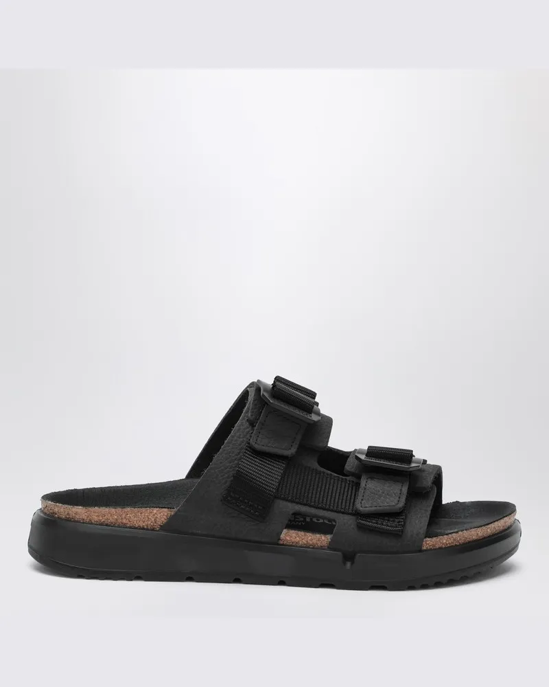 Birkenstock Shinjuku Schwarzer Leder- und Textilpantoffel Schwarz