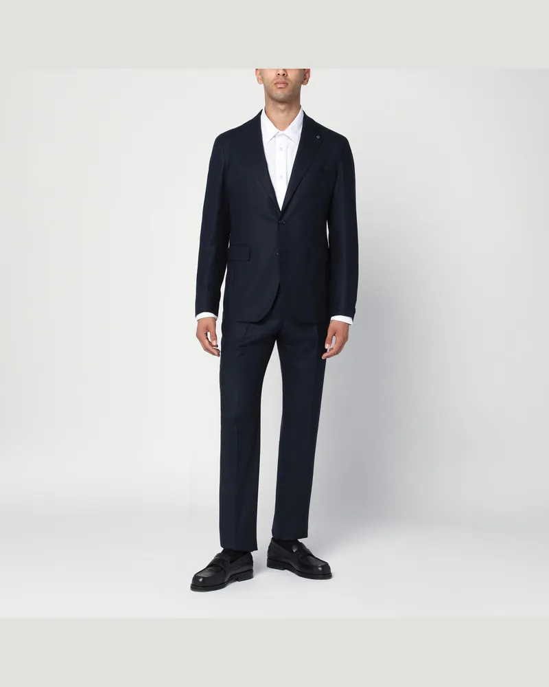 Tagliatore Blauer einreihiger Anzug aus Wolle und Kaschmir Blue