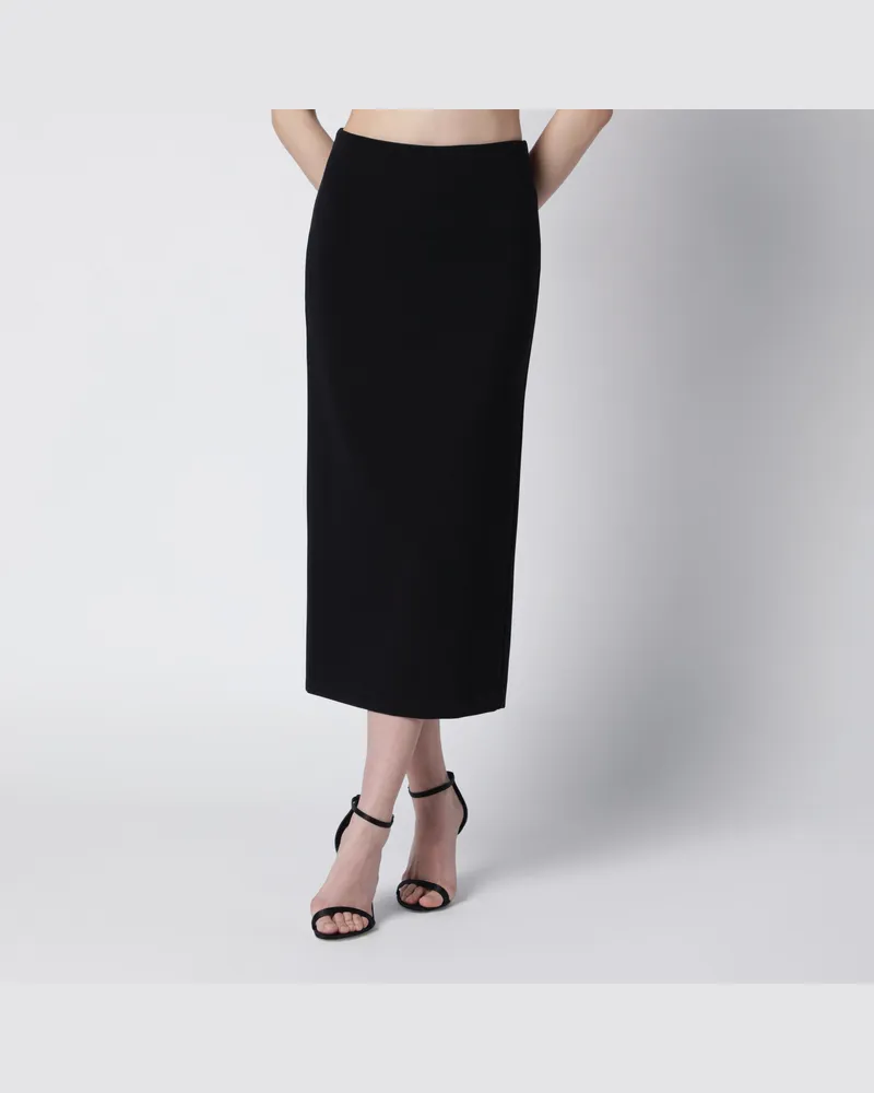 Max Mara Midi-Rock aus kompaktem Crêpe-Jersey in Schwarz Black