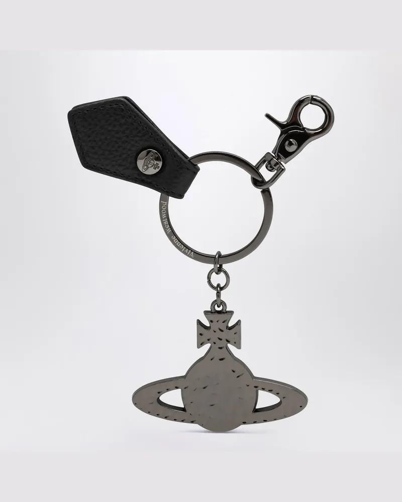 Vivienne Westwood Schwarzer gehämmerter Metall-Orb-Schlüsselanhänger 