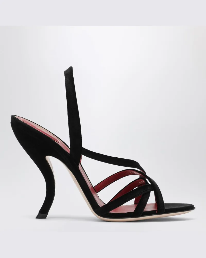 Valentino Garavani Fetishique-Sandale aus schwarzem Samt Schwarz