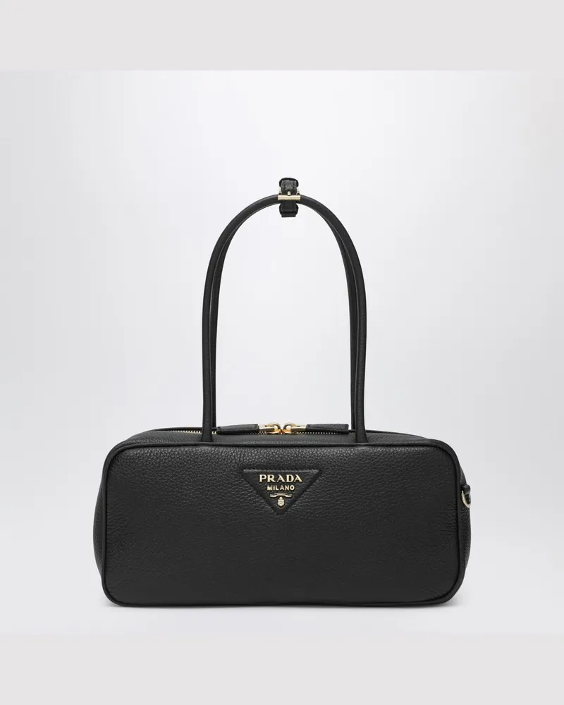 Prada Mittlere schwarze Bowlingtasche aus Leder Schwarz