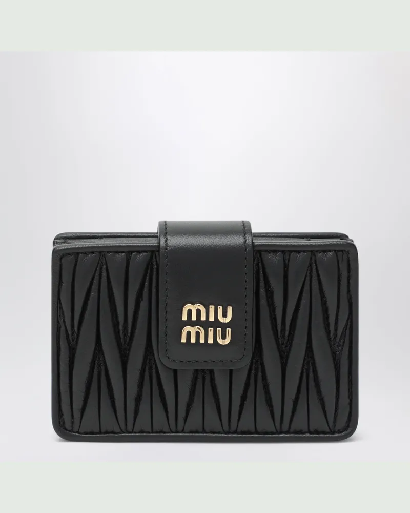 Miu Miu Kartenetui aus schwarzem Matelassé-Nappaleder Black