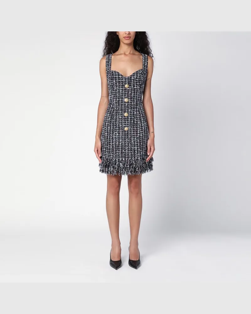 Balmain Tweed-Minikleid mit Knöpfen Schwarz