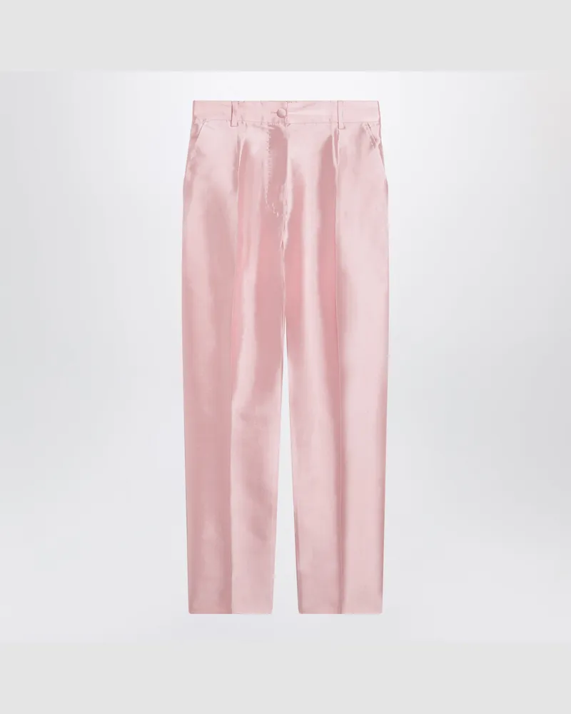 Dolce & Gabbana Zigarettenhose aus Seidenshantung in Konfettrosa Pink