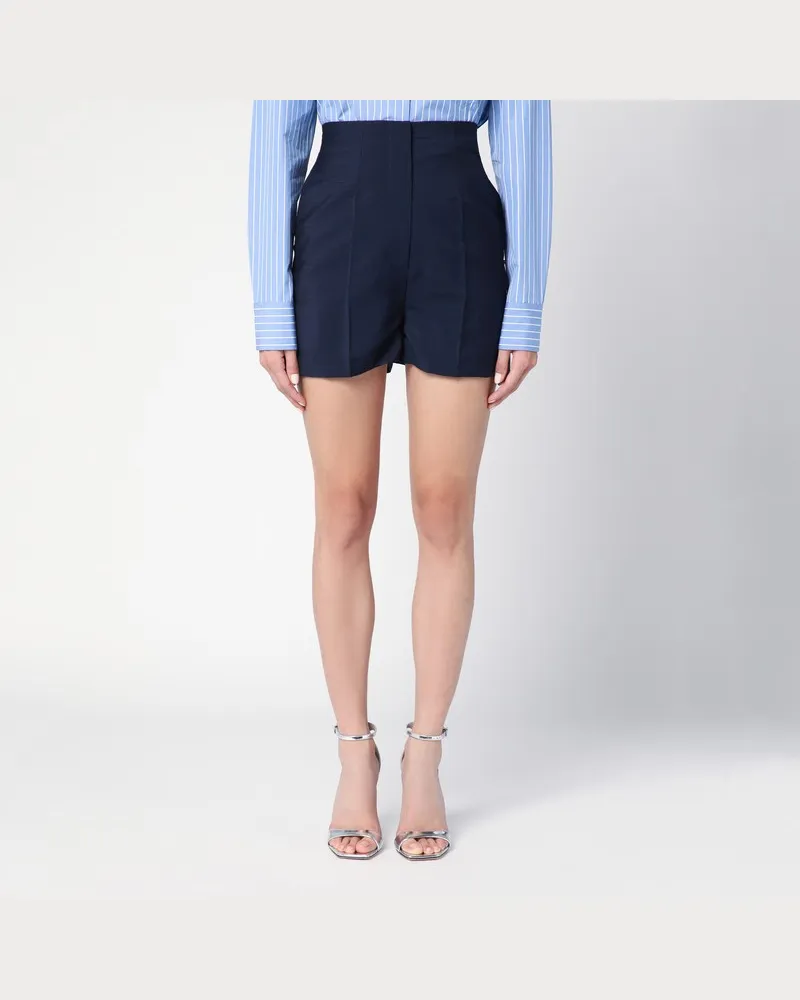 SPORTMAX Blaue Shorts aus Wollgemisch Blau