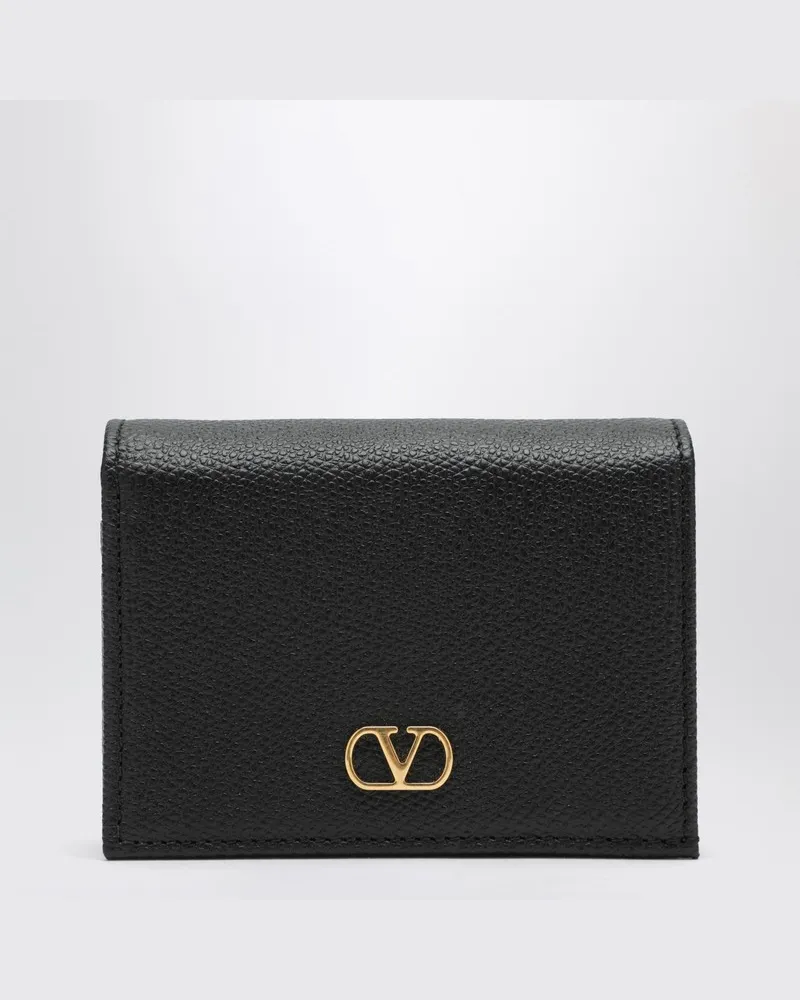 Valentino Garavani VLogo-Geldbörse aus schwarzem Leder Schwarz