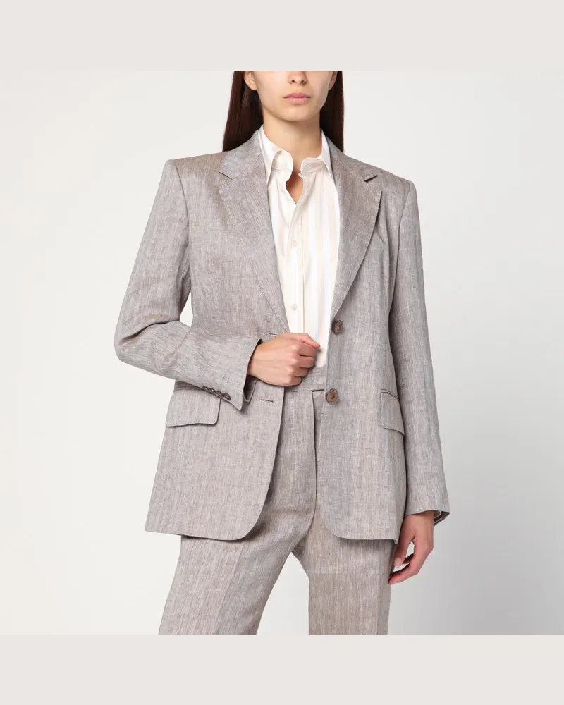 Max Mara Beige einreihiger Leinenjacke Beige