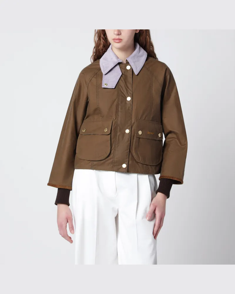 Barbour Gewachste Cropped Beadnell Jacke in Sand Green