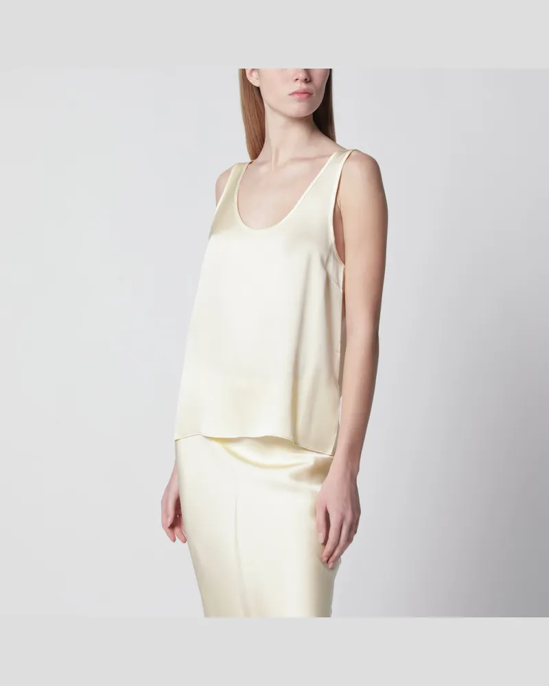 Anine Bing Lea Top aus butterfarbener Seide Yellow