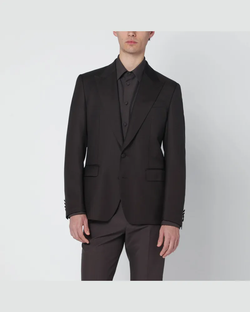 Dolce & Gabbana Braune einreihige Wolljacke Brown