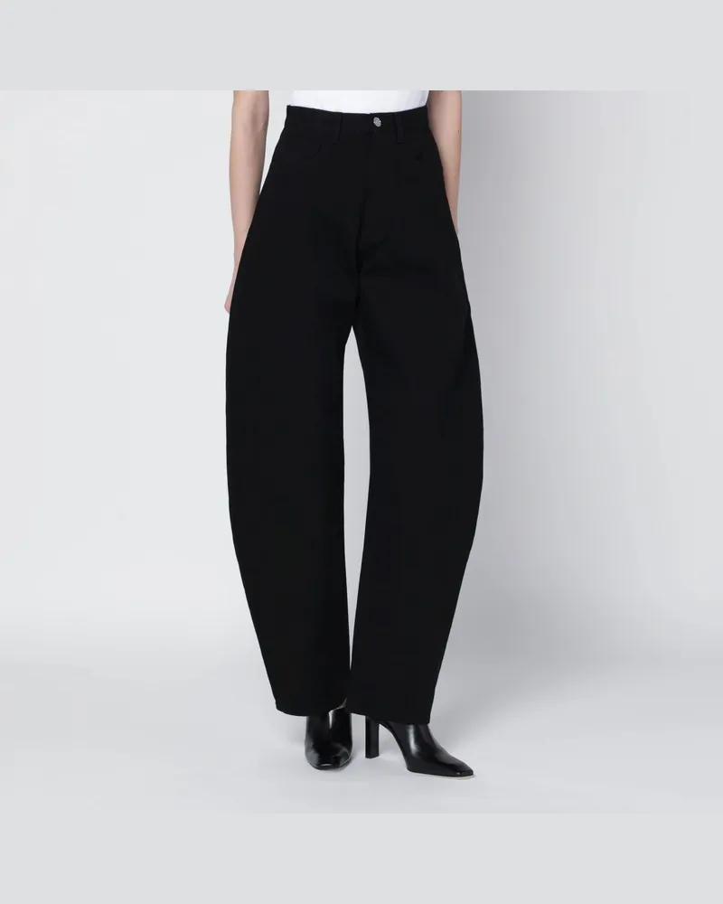 Alaïa Schwarze Hose mit gerundeter Beinform Schwarz