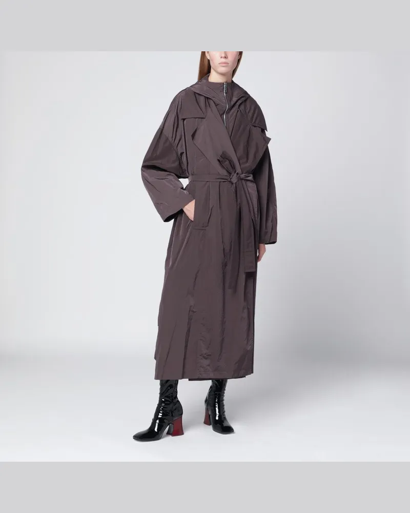 SPORTMAX Kaffeefarbener Oversize-Trenchcoat aus Taft Braun