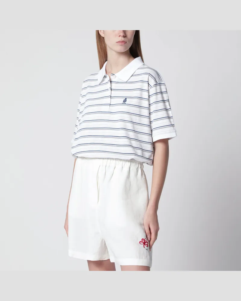 Prada Kurzärmliges Poloshirt mit weißen und royalblauen Streifen White