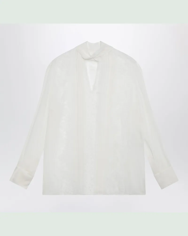 Dolce & Gabbana Bluse mit Bindeschal aus Seidenchiffon, naturweiß White