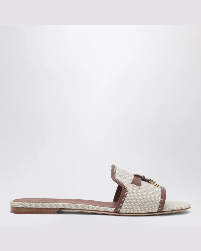 Loro Piana Summer Charms Sandalen aus Baumwolle und Leinen Beige