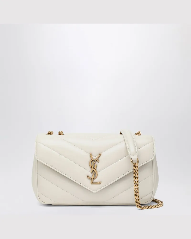 Saint Laurent LouLou kleine Tasche Weiß aus Leder Beige