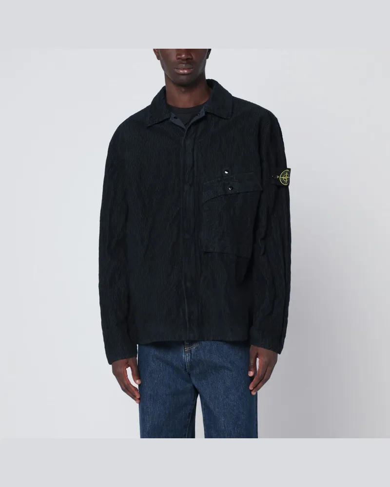 Stone Island Marineblaues Hemd aus Cord Blau