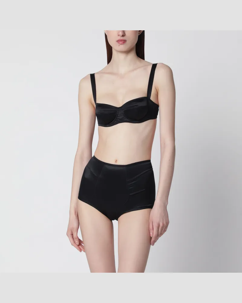 Dolce & Gabbana Balconette-BH aus Seidensatin-Stretch in Schwarz Black
