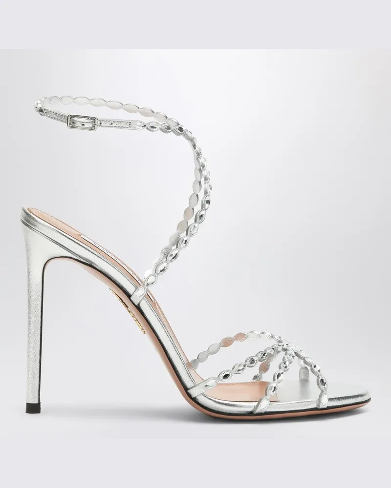 Aquazzura Love Struck silberne Sandalen mit Kristallen Metallisch