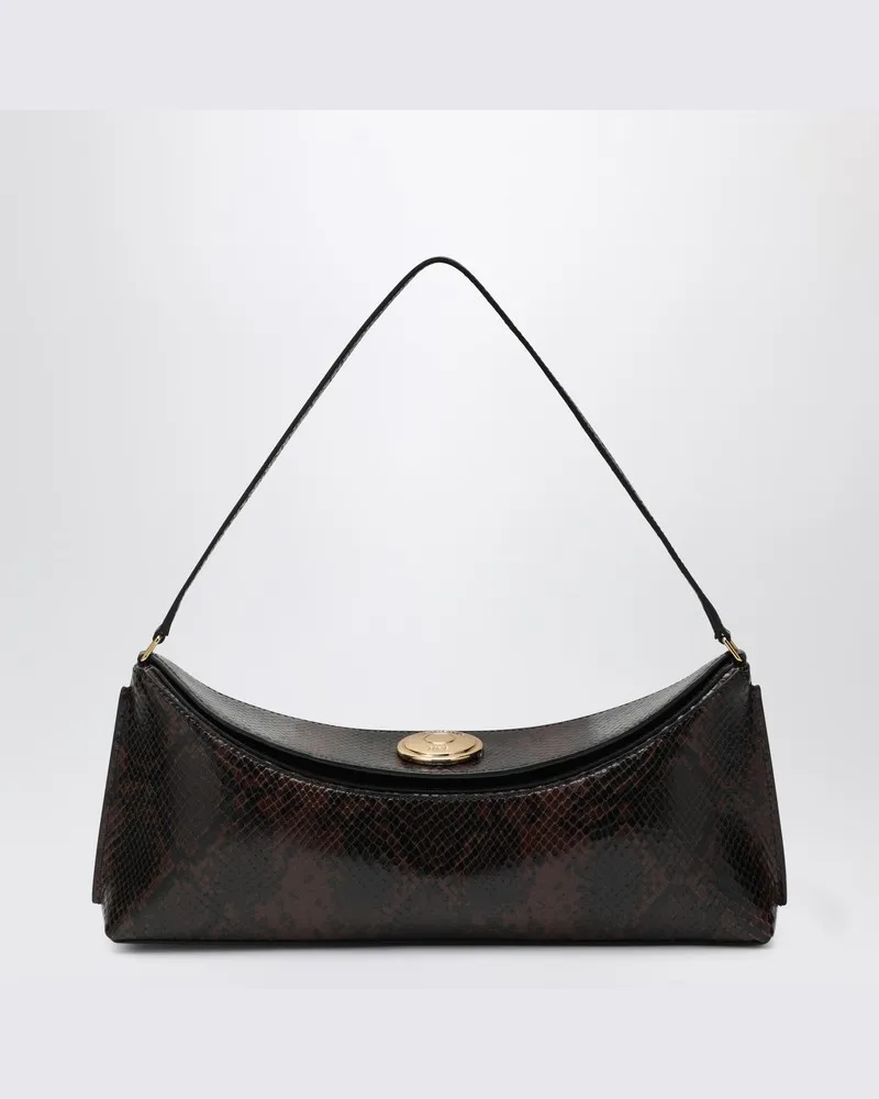 Jacquemus Ovalo Clutch aus geprägtem Python-Effekt-Leder Braun