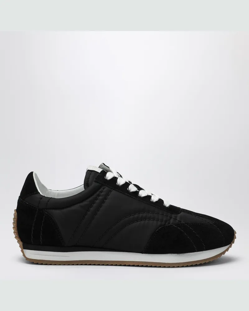 Totême Schwarzer Sneaker aus Wildleder und Stoff Black