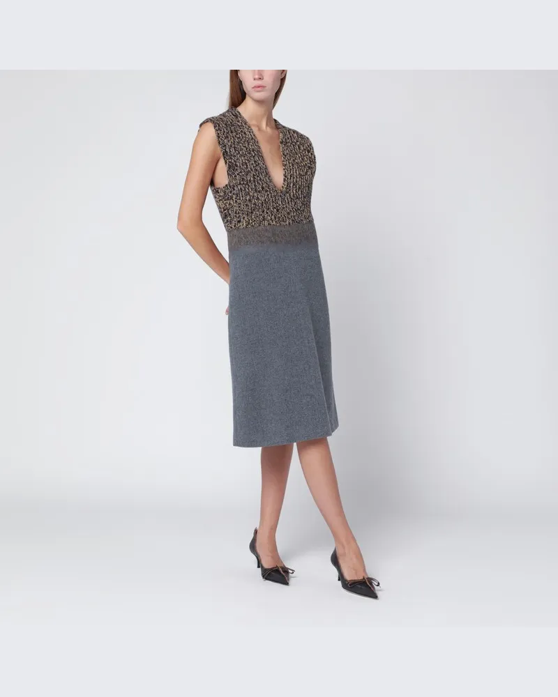 Prada Ärmelloses graues Kleid aus Wolle und Kaschmir Grau