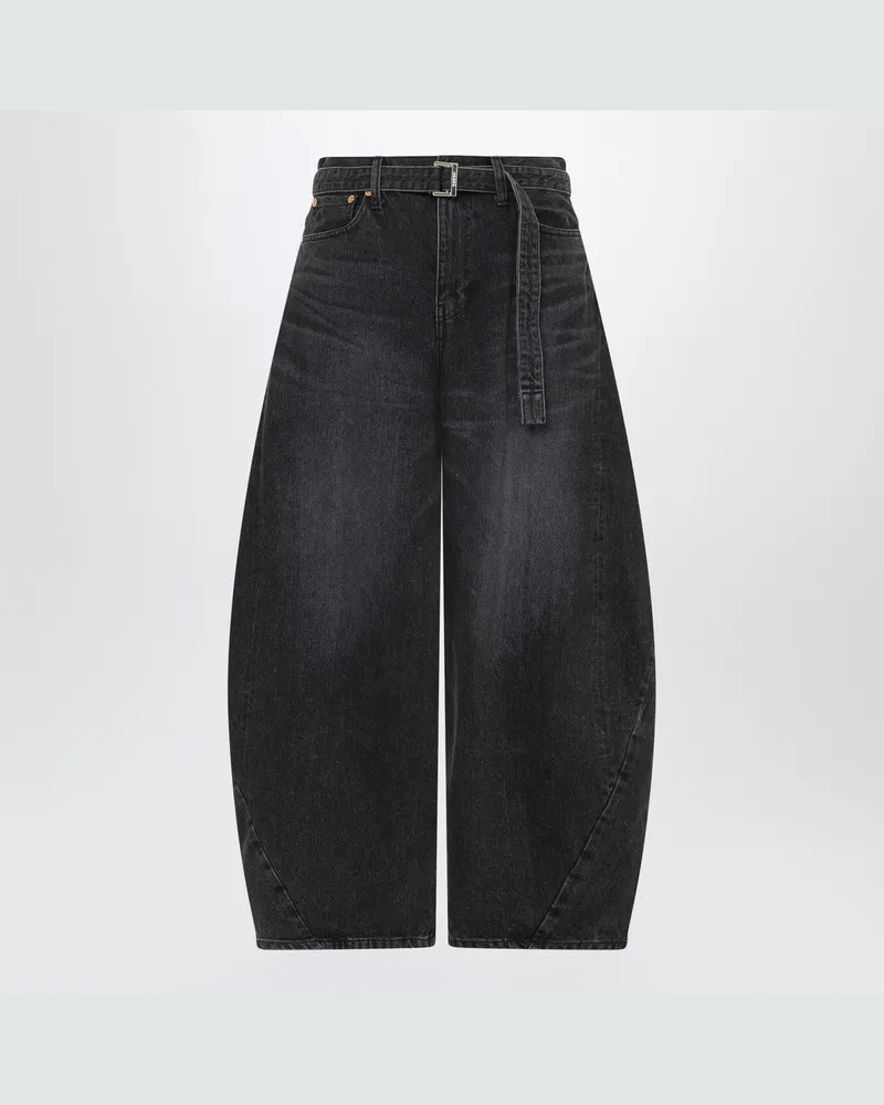 Sacai Schwarze Denim-Hose mit weitem Bein Black