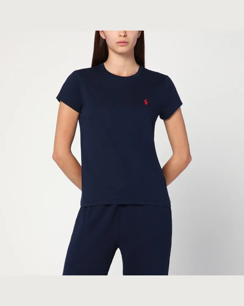Ralph Lauren Marineblaues Baumwoll-T-Shirt mit Logo Blue