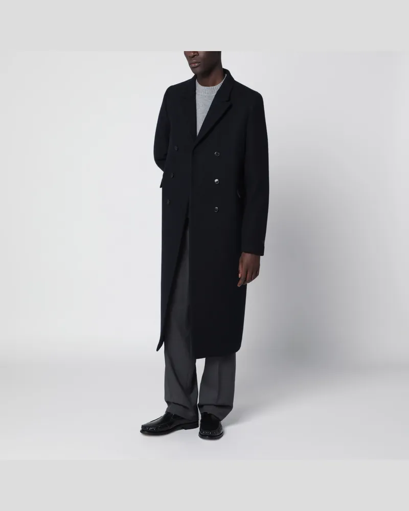 Prada Blauer zweireihiger Mantel aus Schurwolle Blue
