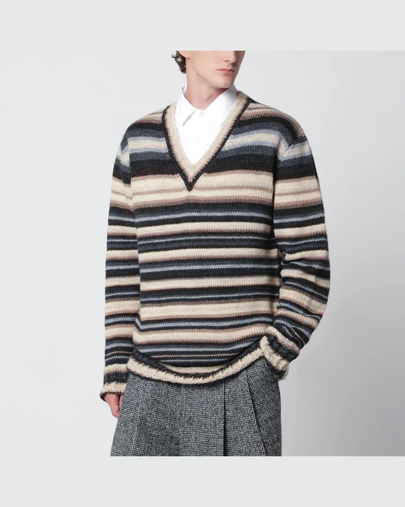 Dolce & Gabbana Braun/beige gestreifter Pullover aus Wollmischung Brown