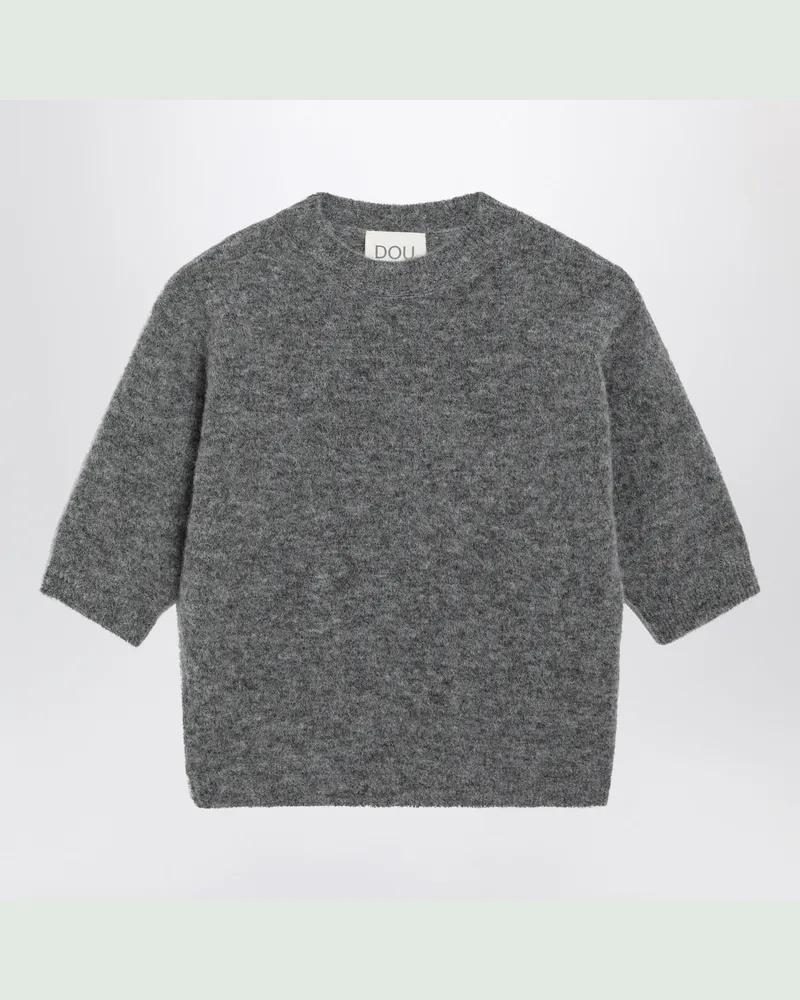 DOUUOD Grauer Kurzarmpullover aus Alpakamischung Grey