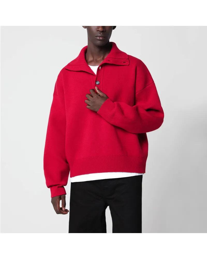 AMI Paris Rubinroter Wollpullover Red