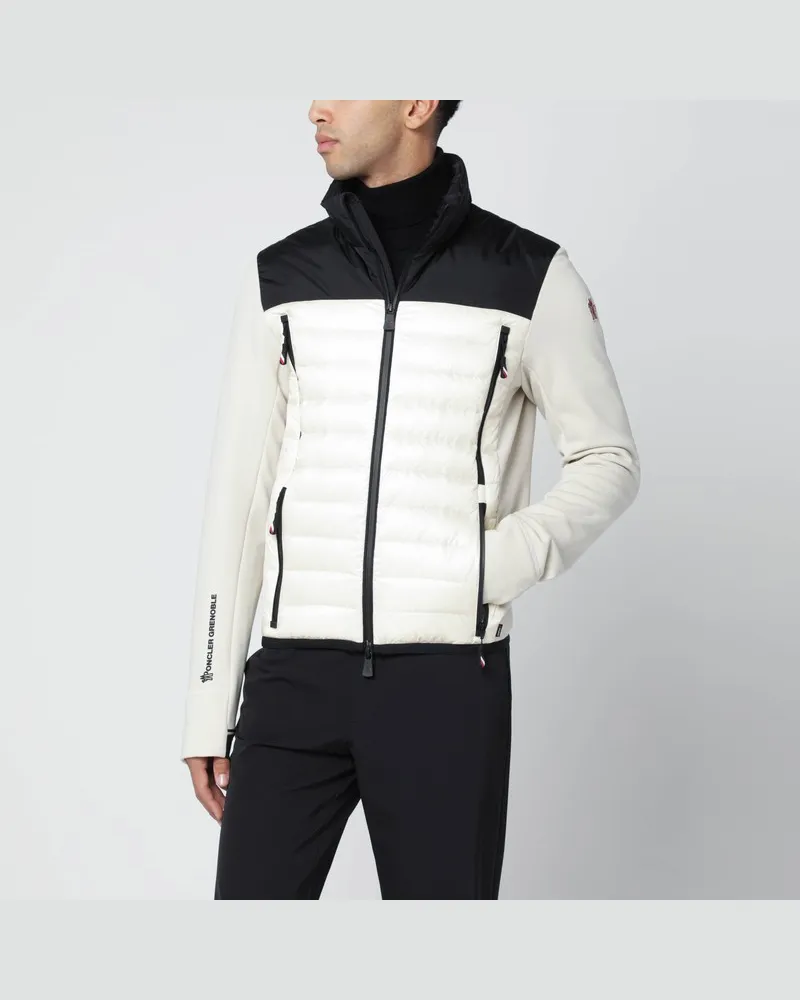 Moncler Beige/schwarzes wattiertes Sweatshirt aus Polartec Weiß