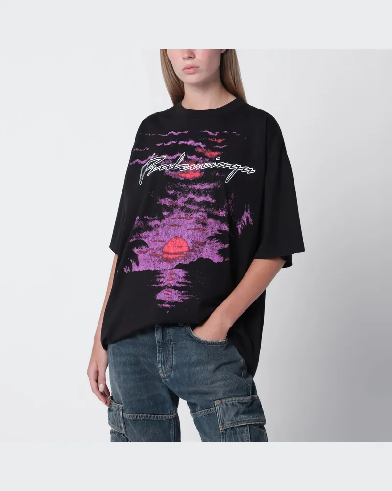 Balenciaga Dream T-Shirt aus schwarzem Baumwolljersey Black