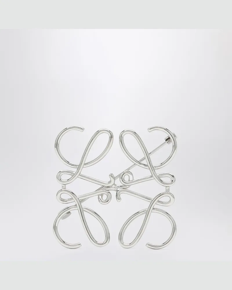 Loewe Anagram Brosche in silberfarbenem Metall 