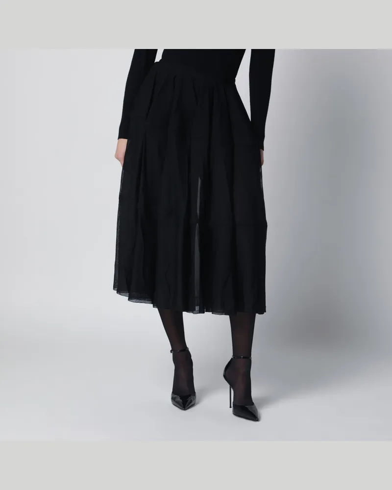 Alaïa Schwarzer Midi-Tüllrock Black