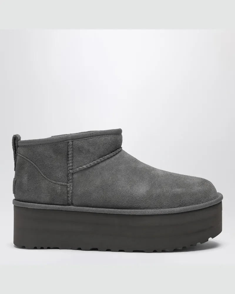 UGG Klassischer Ultra Mini Stiefel in Grau mit Plateau Grey